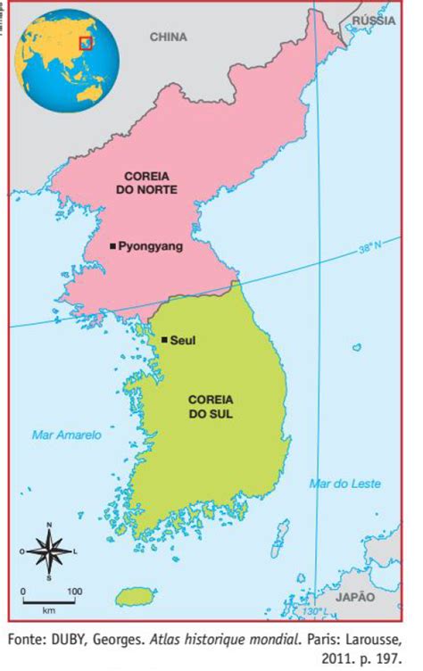 coreia do norte e coreia do sul mapa